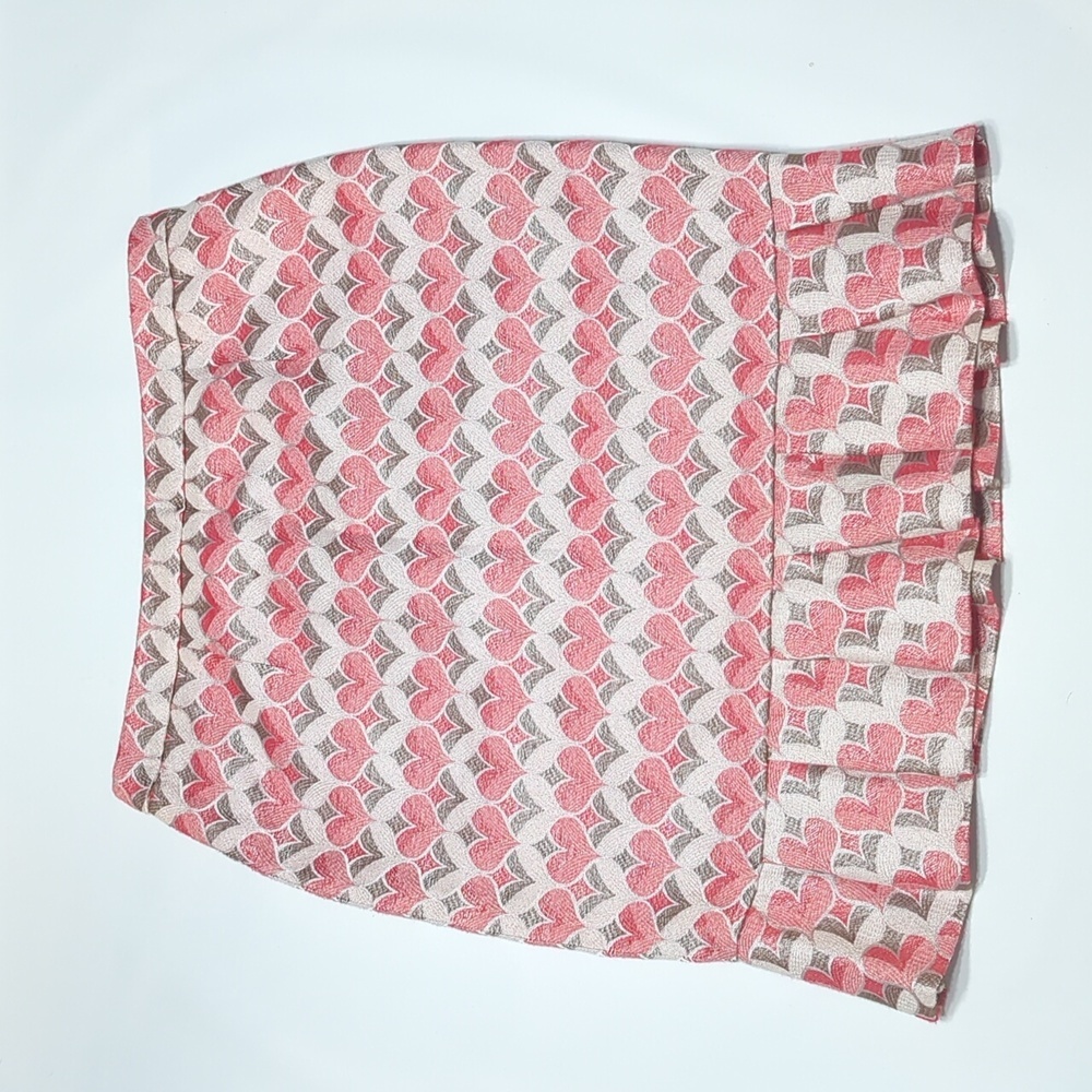 ANTHROPOLOGIE Etcetera Womens Skirt Heart Ruffle Hem Barbie Pink Romantic 12